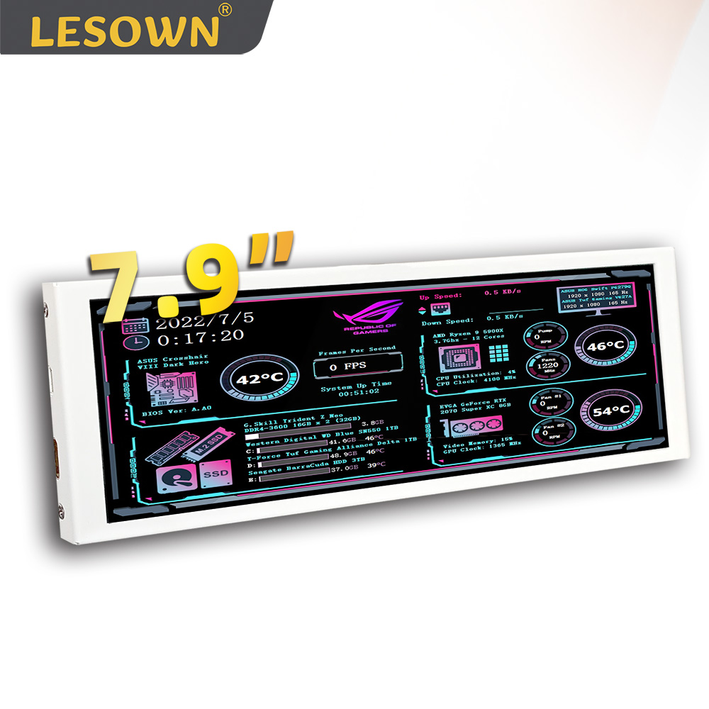 Pi 4 Case - LESOWN Bar Display 7,9 Zoll Weißer